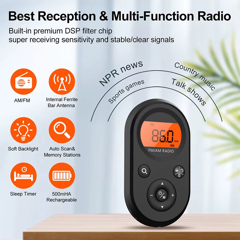 Discover the Ultimate Pocket Radio: AM/FM Portable, Rechargeable with Exceptional Reception and Bonus Stereo Headphones – Perfect for Outdoor Adventures!
