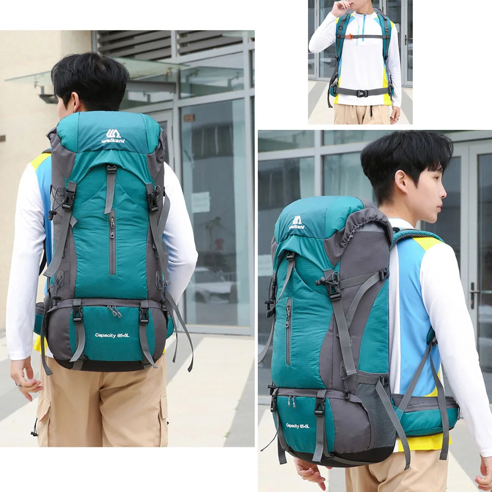 Ultimate 70L Nylon Camping Backpack with Rain Cover - Perfect for Hiking, Climbing, and Outdoor Adventures