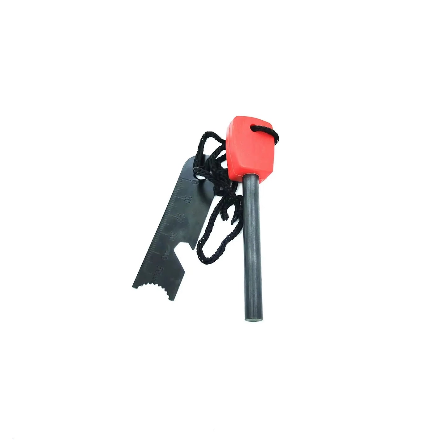 Wilderness Survival Portable Flint Kit - Magnesium Fire Starter with Wooden Handle for Outdoor Camping Equipment