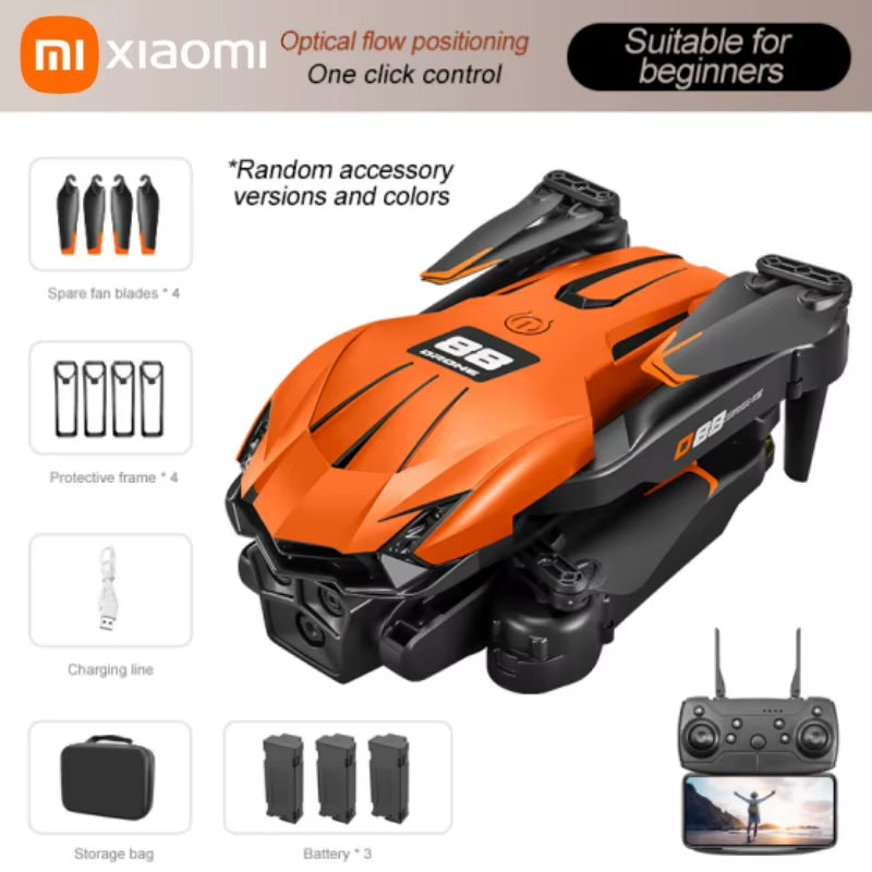D88 Drone HD Dual Camera 3 Battery Professional Aerial Photography Optical Flow Hovering Gesture Shooting Folding Drone