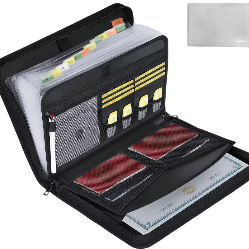 Ultimate Fireproof & Waterproof A4 Expanding File Folder with Zipper Closure - Your Essential Accordion Organizer for Documents
