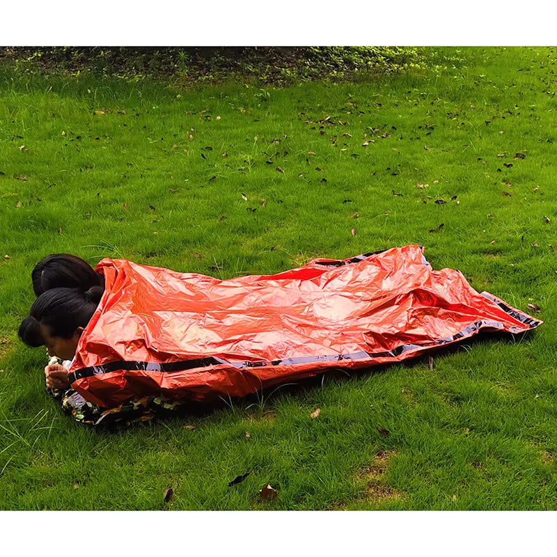 Emergency Sleeping Bag 2 Person Sleeping Bags Thermal Bivy Sack Emergency Blanket for Camping Hiking-Abwy