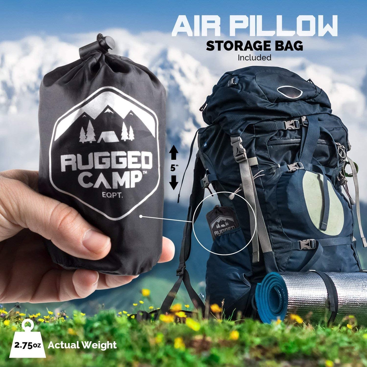 Ultimate Compressible Inflatable Camping Pillow - Perfect for Backpacking, Beach Days & Travel Comfort with Ergonomic Support