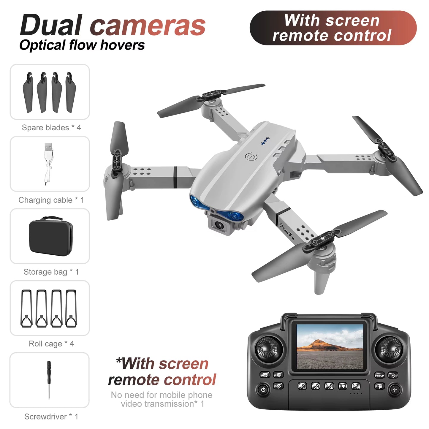 Experience Stunning Aerial Views with the White Gray E88E99 Mini Drone - Dual Camera, 8K HD Video, and Intelligent Control