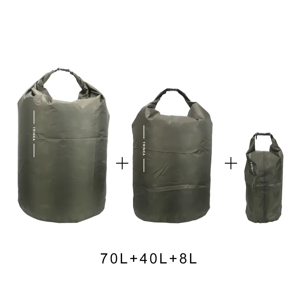 Versatile Waterproof Storage Bags for Outdoor Adventures - 8L, 40L, and 70L Capacity for Boating, Kayaking, and Canoeing