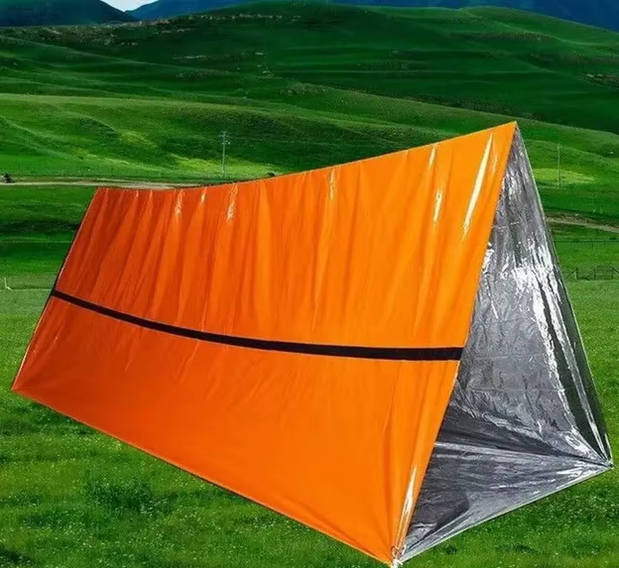 Outdoor 2-Person Emergency Shelter Survival Tent Kit Tube Tent Sleeping Bag Waterproof Outdoor First Aid Hot Blanket Reusable