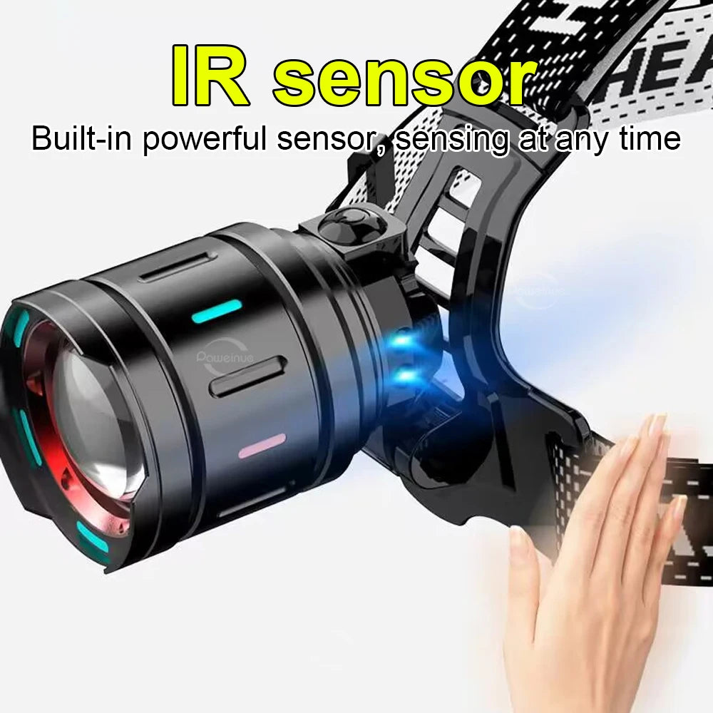 2025 New High Power 800W LED Headlight 500000000LM Super Bright Zoom Waterproof Headlamp Outdoor Camping Work Hunting Lantern