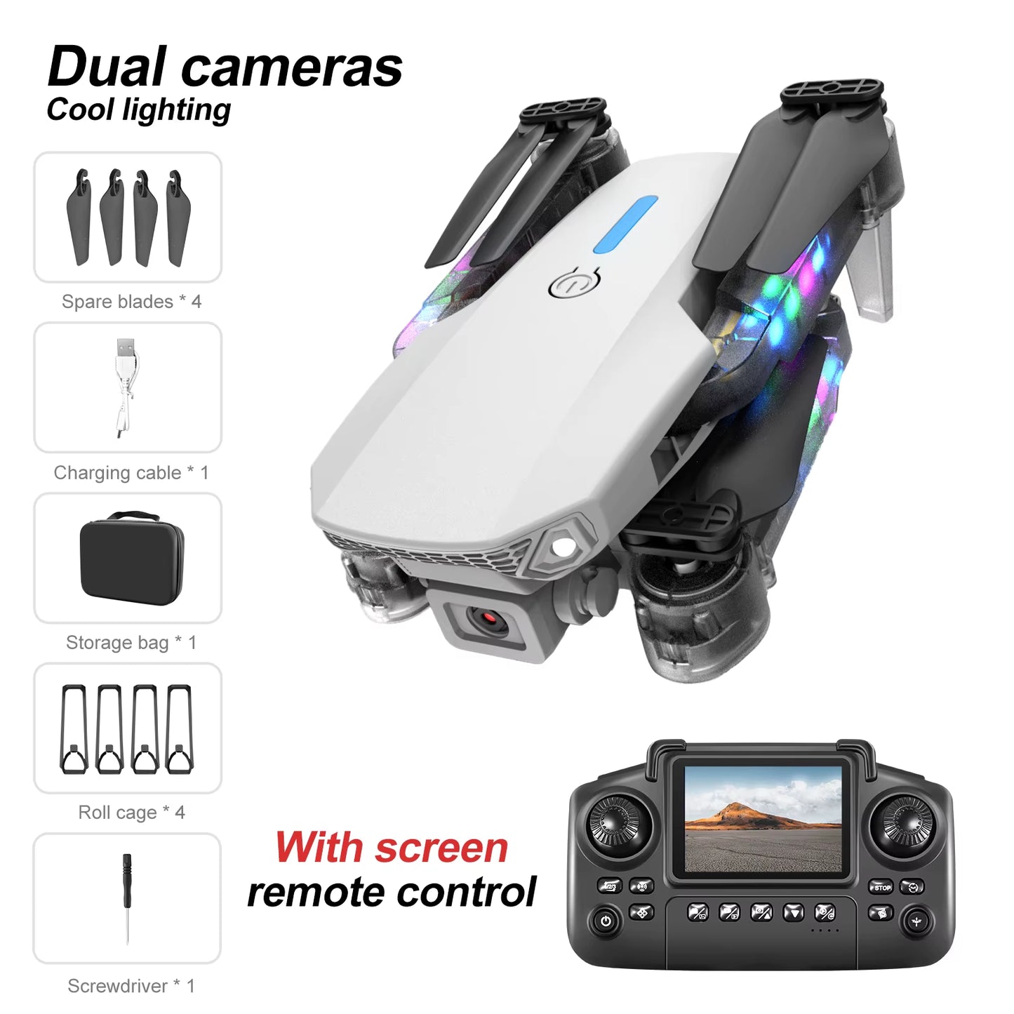 Experience Stunning Aerial Views with the White Gray E88E99 Mini Drone - Dual Camera, 8K HD Video, and Intelligent Control