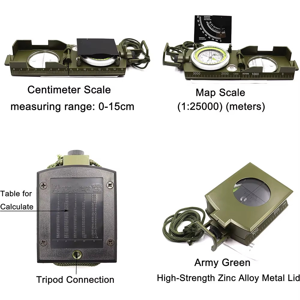 Explore the Great Outdoors with the High Precision Waterproof Military Compass - Your Ultimate Multifunctional Survival Tool!