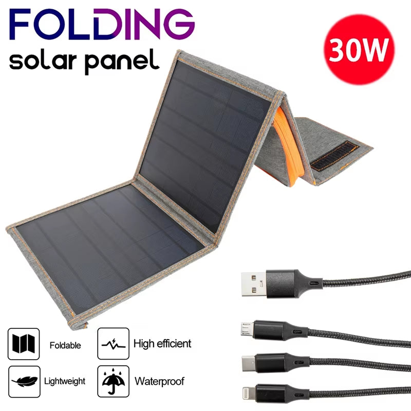Unleash Your Adventure with High-Efficiency Portable Solar Panels - Waterproof 15W, 20W, and 30W Chargers for Phones & Power Banks!