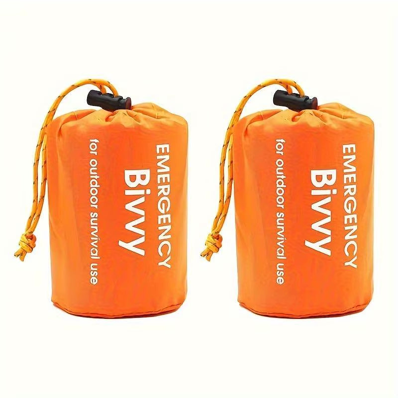 Insulated Emergency Sleeping Bag, Reusable & Compact W/ Whistle. PE Material, Drawstring. for Outdoor & First Aid.