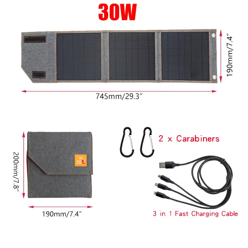 Unleash Your Adventure with High-Efficiency Portable Solar Panels - Waterproof 15W, 20W, and 30W Chargers for Phones & Power Banks!