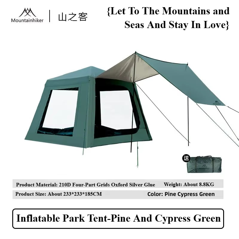Experience the Great Outdoors with the MOUNTAINHIKER Quick Setup Inflatable Camping Tent - Spacious, Rainproof, and UV Protected for Family Adventures!
