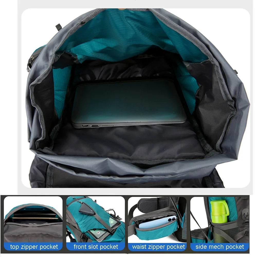 Ultimate 70L Nylon Camping Backpack with Rain Cover - Perfect for Hiking, Climbing, and Outdoor Adventures