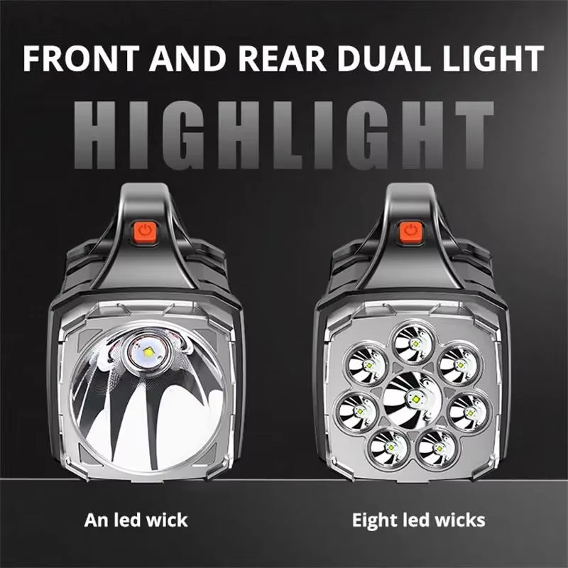 Powerful USB Rechargeable Solar LED Flashlight with COB Work Light & Emergency Mobile Charging - Perfect for Camping Adventures