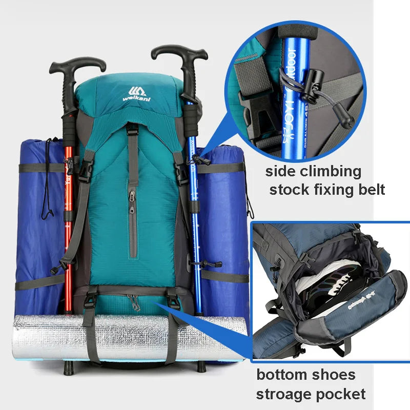 Ultimate 70L Nylon Camping Backpack with Rain Cover - Perfect for Hiking, Climbing, and Outdoor Adventures