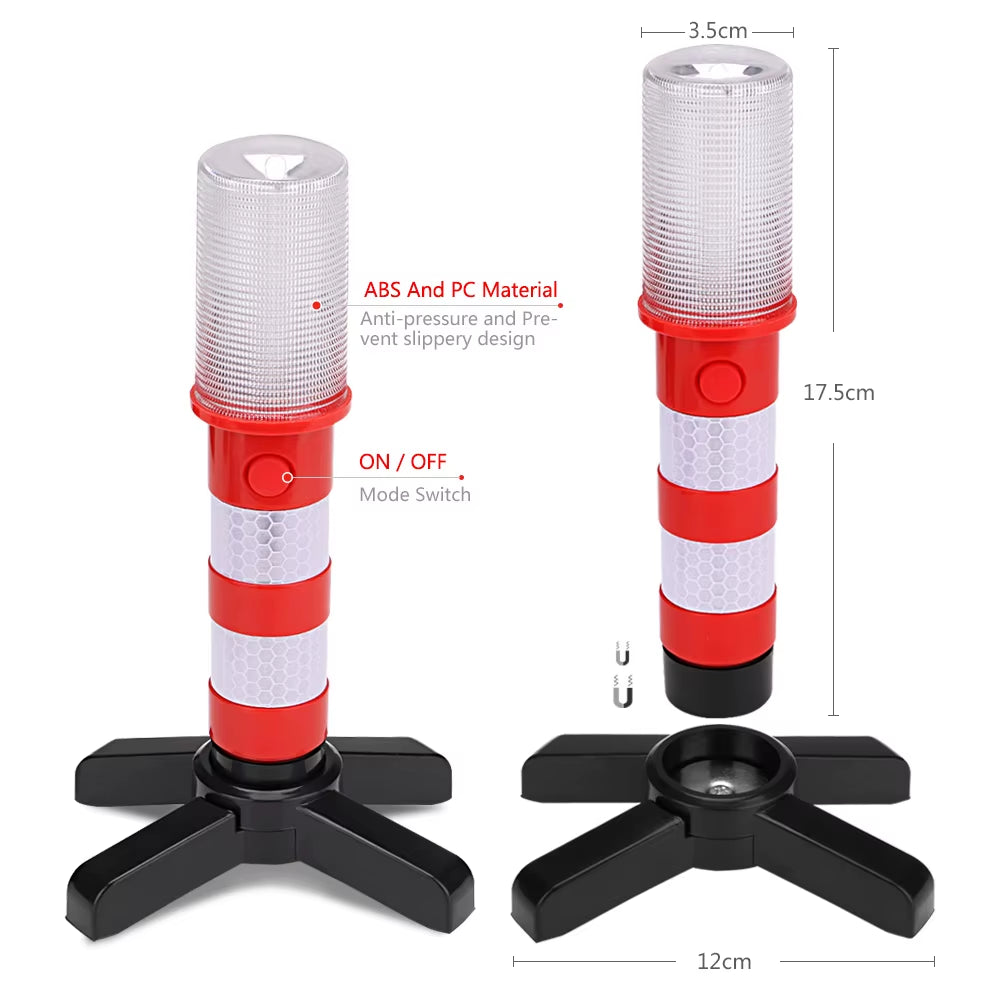 E2 LED Magnetic Emergency Roadside Flares - Safety Strobe Light with Detachable Stand for Ultimate Visibility