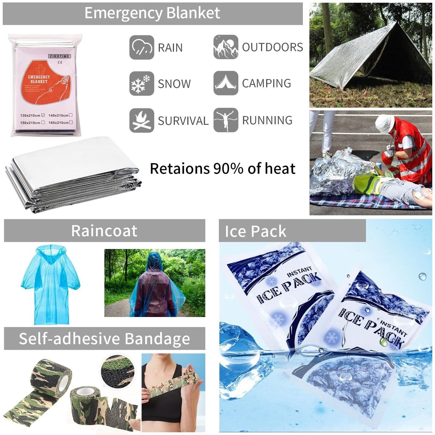 Ultimate 142-Piece Survival Kit with Molle Pouch - Essential Gear for Camping and Outdoor Adventures!