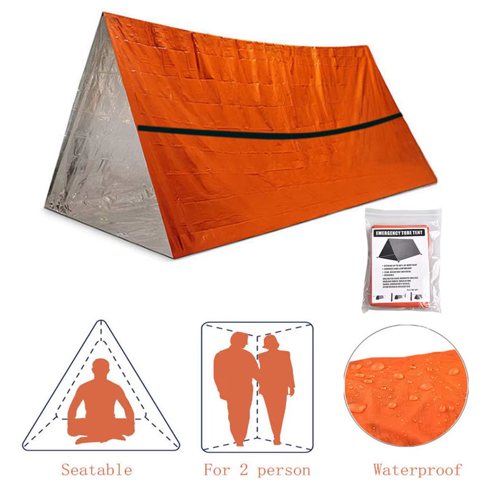 Ultimate 2-Person Waterproof Tube Tent - Essential Emergency Shelter for Hiking and Camping Adventures