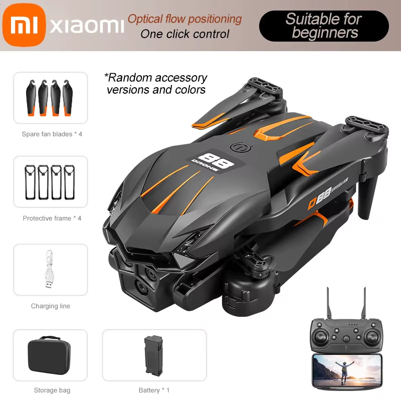 D88 Drone HD Dual Camera 3 Battery Professional Aerial Photography Optical Flow Hovering Gesture Shooting Folding Drone