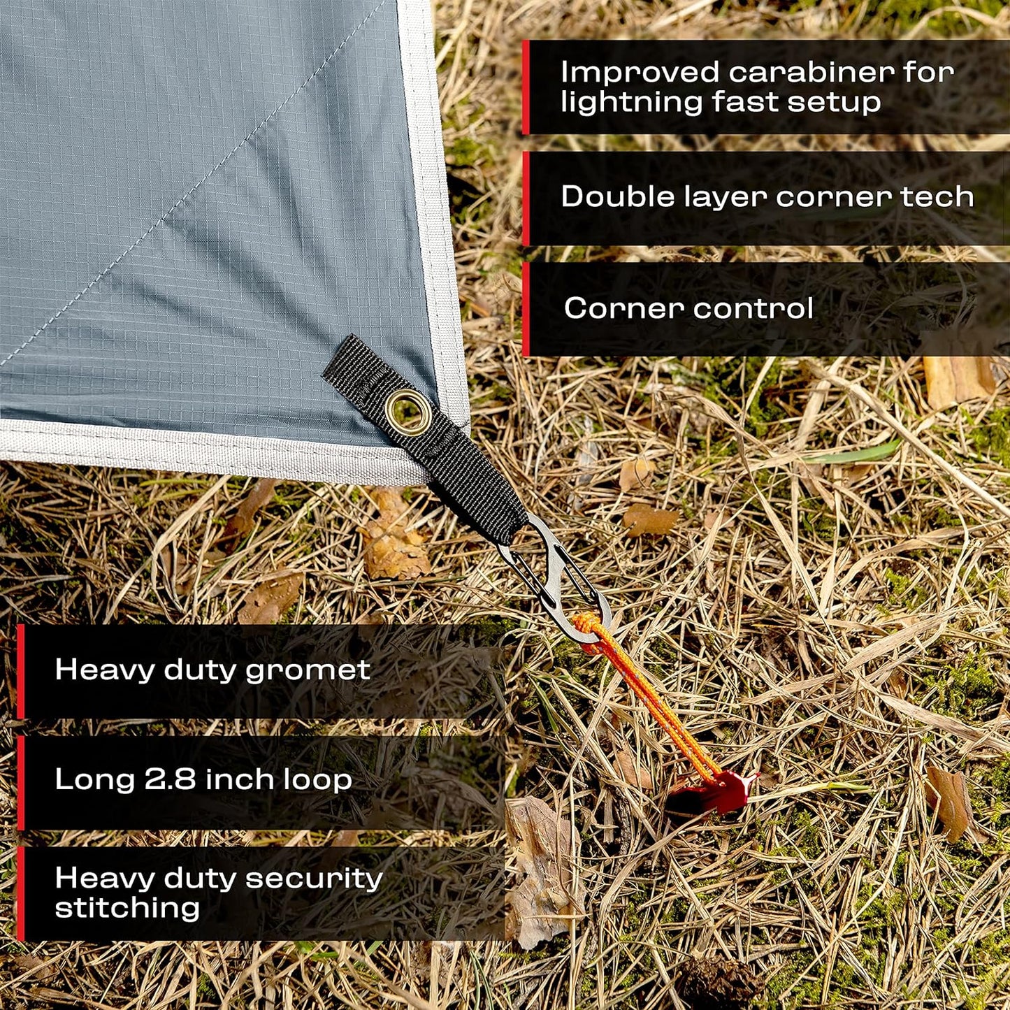 Ultimate 10x10 Waterproof Rain Fly Tarp for Camping and Survival - Lightweight, Versatile Shelter with Survival Bracelet Included - Perfect for Hiking, Backpacking, and Outdoor Adventures in Grey