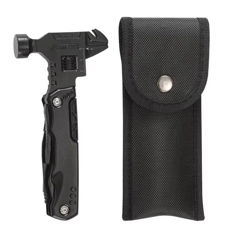 Ultimate Stainless Steel Multi-Tool: Your All-in-One Wrench, Hammer, Knife & Pliers for Camping and Survival Adventures