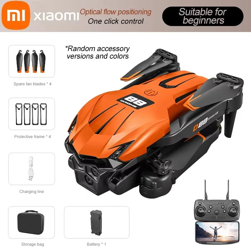 D88 Drone HD Dual Camera 3 Battery Professional Aerial Photography Optical Flow Hovering Gesture Shooting Folding Drone
