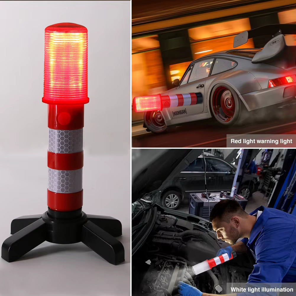 E2 LED Magnetic Emergency Roadside Flares - Safety Strobe Light with Detachable Stand for Ultimate Visibility