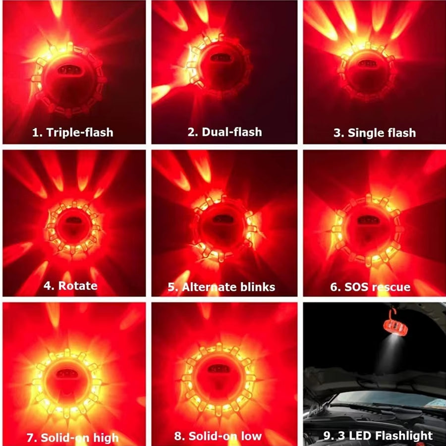 Stay Safe on the Road with Our USB Rechargeable LED Road Flares - Emergency Lights & Warning Beacons with Magnetic Base