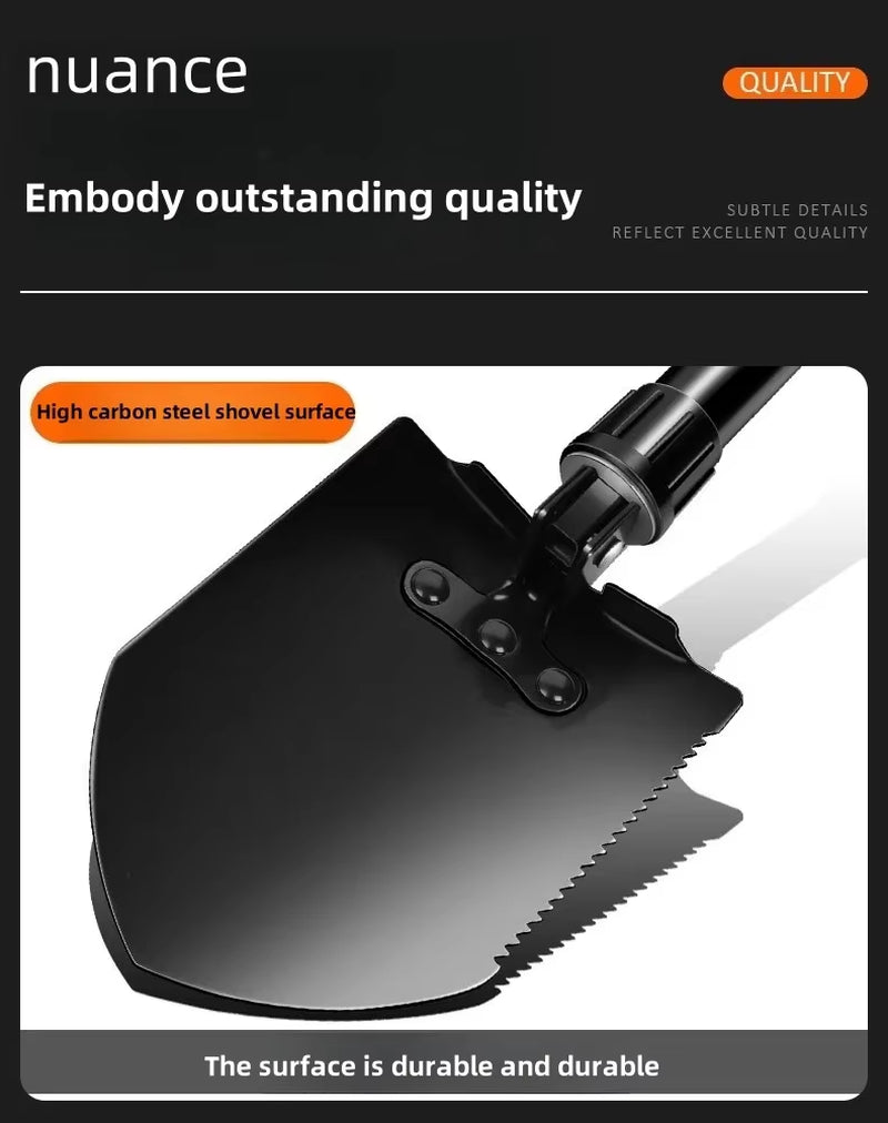 Ultimate Portable Tactical Survival Shovel - Lightweight, Foldable, and Multifunctional for Camping Adventures!