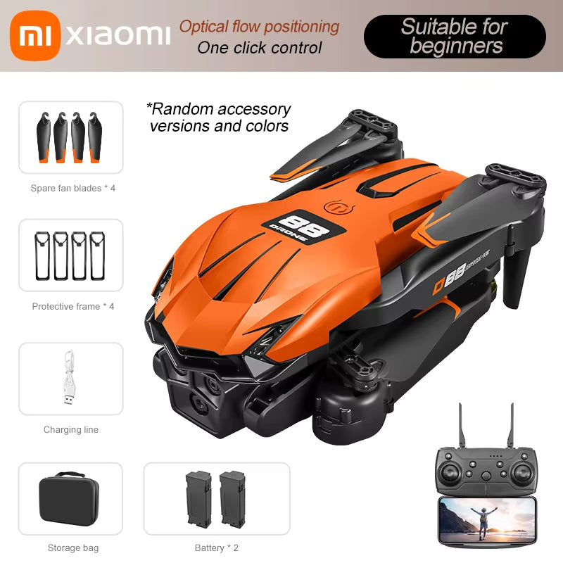 D88 Drone HD Dual Camera 3 Battery Professional Aerial Photography Optical Flow Hovering Gesture Shooting Folding Drone
