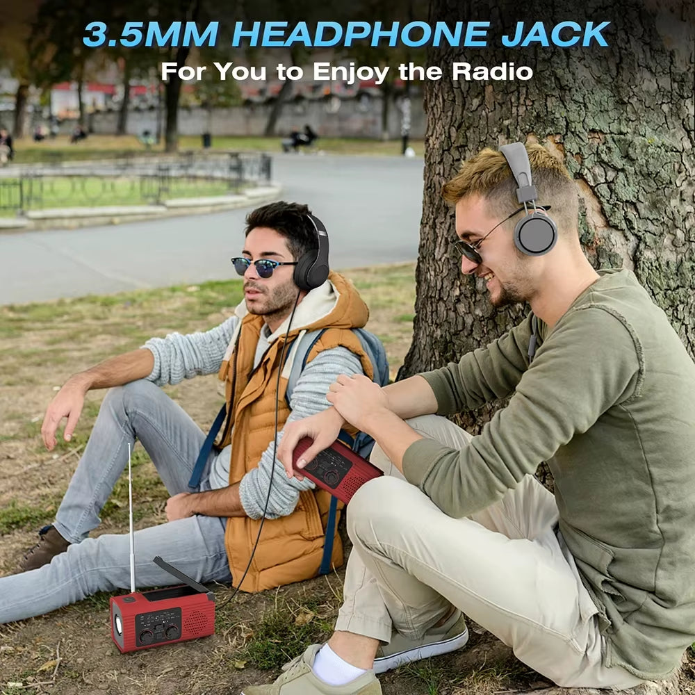 Ultimate SOS Alarm Emergency Hand Crank Radio - AM/FM NOAA, Solar & USB Rechargeable, 4000mAh Power Bank with LED Flashlight