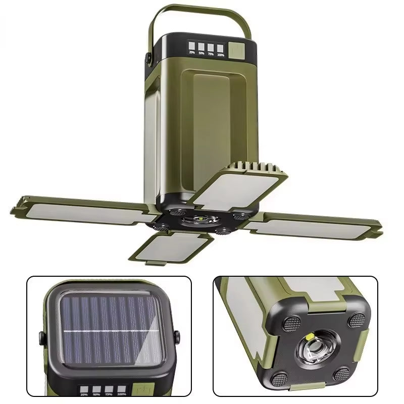 Ultimate Solar LED Camping Light - 4500mAh Rechargeable Power Bank with 1000LM Brightness & 6 Modes for Outdoor Adventures