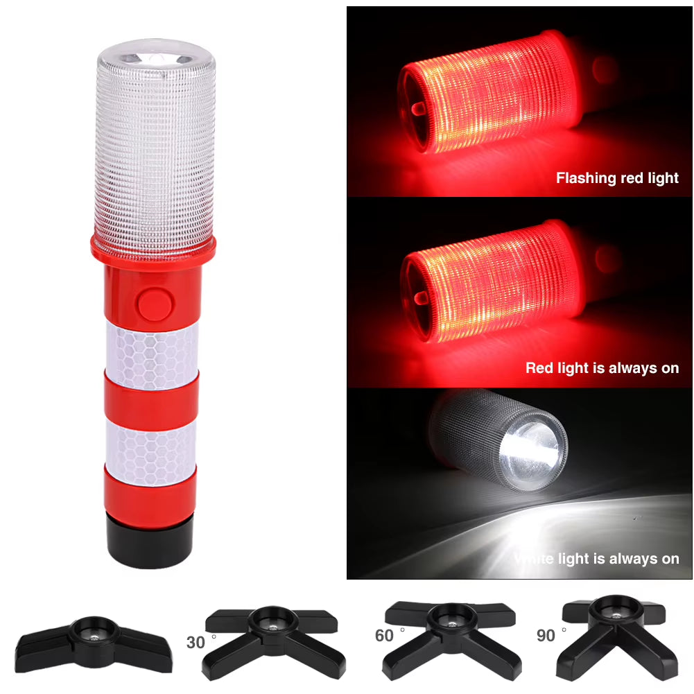 E2 LED Magnetic Emergency Roadside Flares - Safety Strobe Light with Detachable Stand for Ultimate Visibility