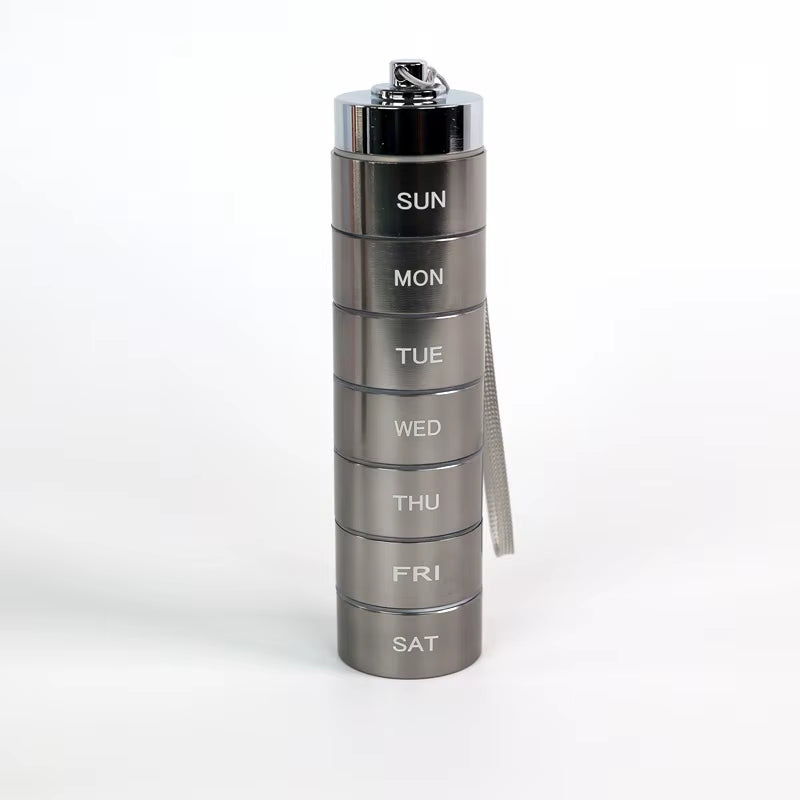 Ultimate 7-Day Waterproof Aluminum Pill Organizer - Stylish & Durable Storage for Your Vitamins and Fish Oils