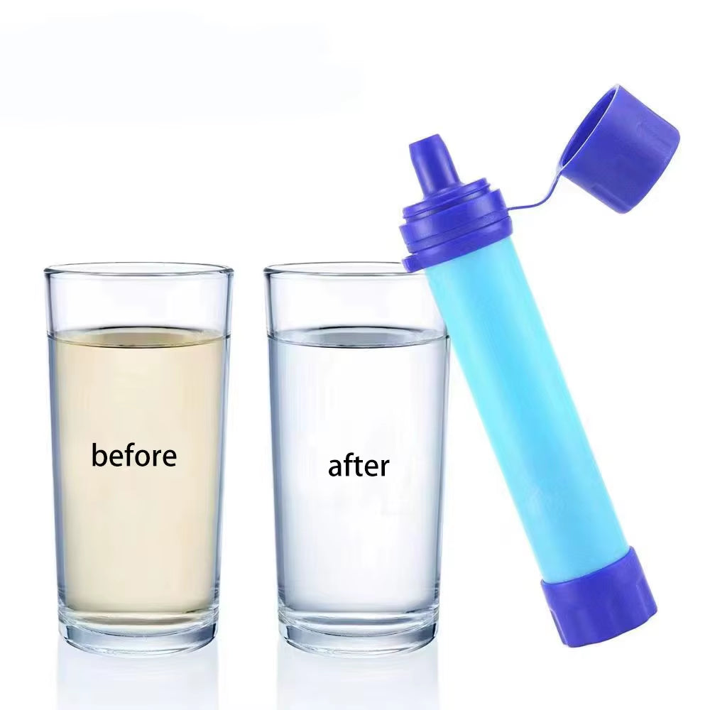 1500L Outdoor Water Filter Personal Water Filtration Straw Emergency Survival Gear Water Purifier for Camping Hiking Climbing Ba