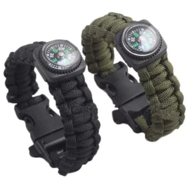 Survival Bracelet: Multifunctional Paracord Wristband with Loud Whistle and Compass for Outdoor Adventures
