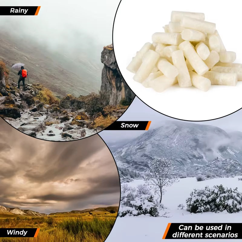 Unleash the Flames: 10-Pack Mini Fire Starters - Waterproof & Windproof Cotton Core for Ultimate Camping Survival - 5+ Minutes of Reliable Burn Time!