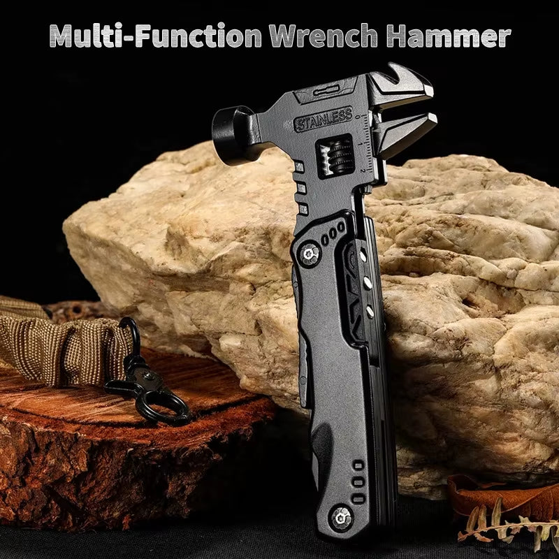Ultimate Stainless Steel Multi-Tool: Your All-in-One Wrench, Hammer, Knife & Pliers for Camping and Survival Adventures
