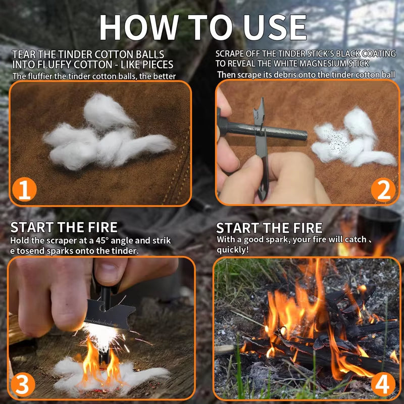 Unleash the Flames: 10-Pack Mini Fire Starters - Waterproof & Windproof Cotton Core for Ultimate Camping Survival - 5+ Minutes of Reliable Burn Time!