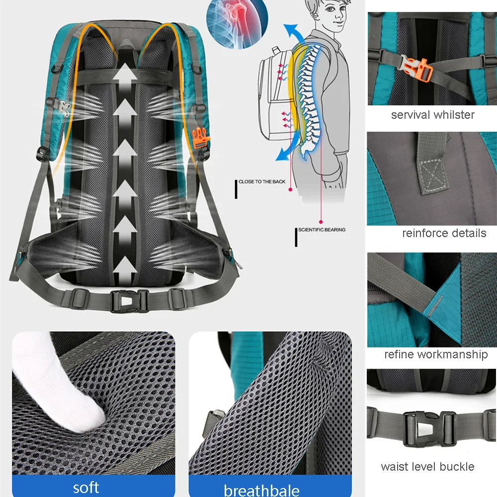 Ultimate 70L Nylon Camping Backpack with Rain Cover - Perfect for Hiking, Climbing, and Outdoor Adventures