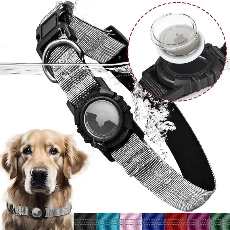 Reflective Waterproof Dog Collar with Airtag Locator - Anti-Loss Pet Safety Solution