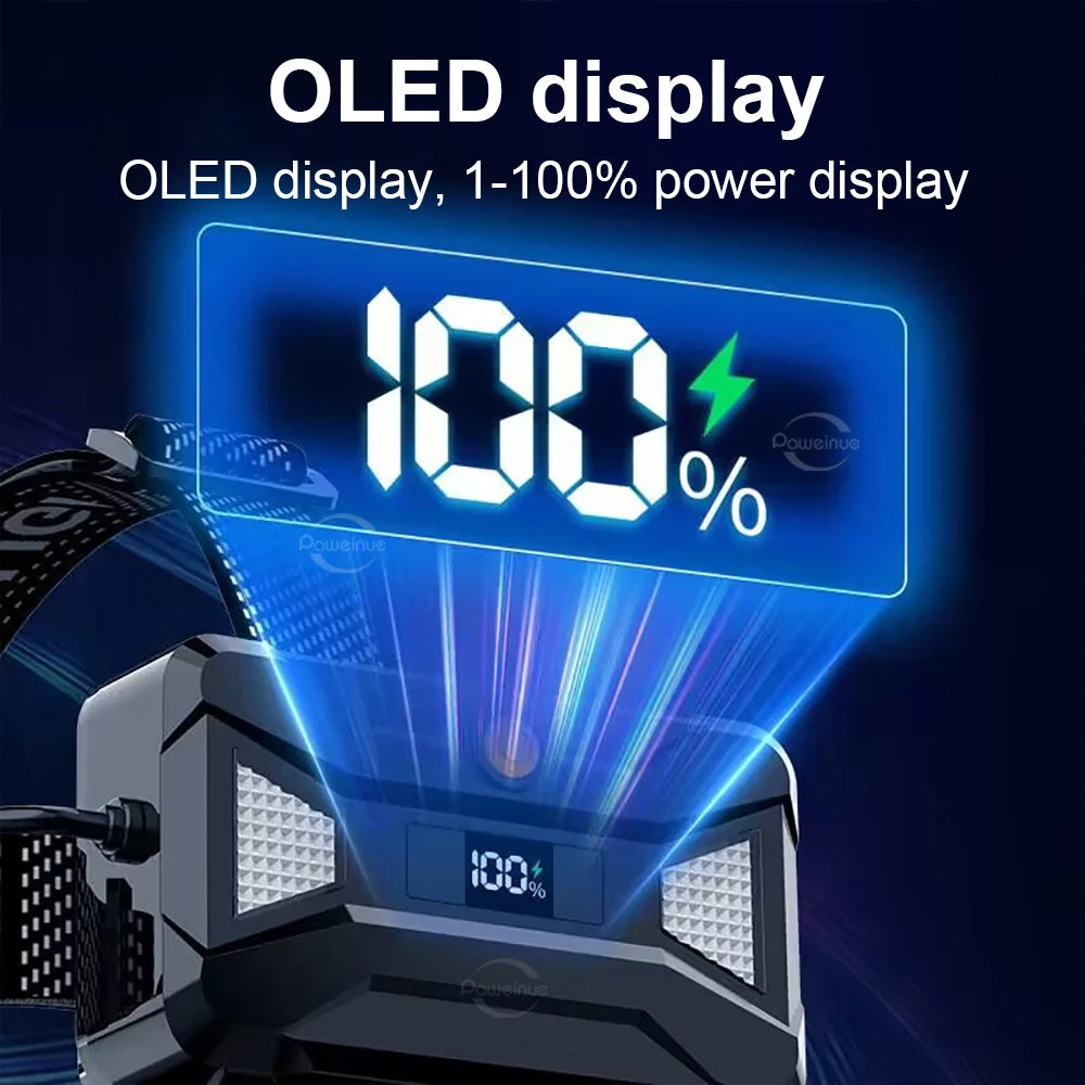 2025 New High Power 800W LED Headlight 500000000LM Super Bright Zoom Waterproof Headlamp Outdoor Camping Work Hunting Lantern