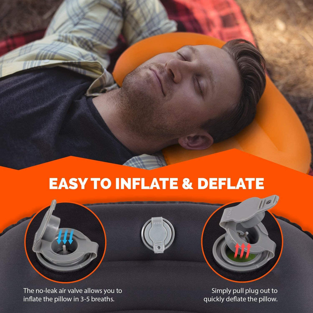 Ultimate Compressible Inflatable Camping Pillow - Perfect for Backpacking, Beach Days & Travel Comfort with Ergonomic Support