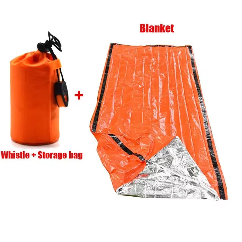 Outdoor 2-Person Emergency Shelter Survival Tent Kit Tube Tent Sleeping Bag Waterproof Outdoor First Aid Hot Blanket Reusable