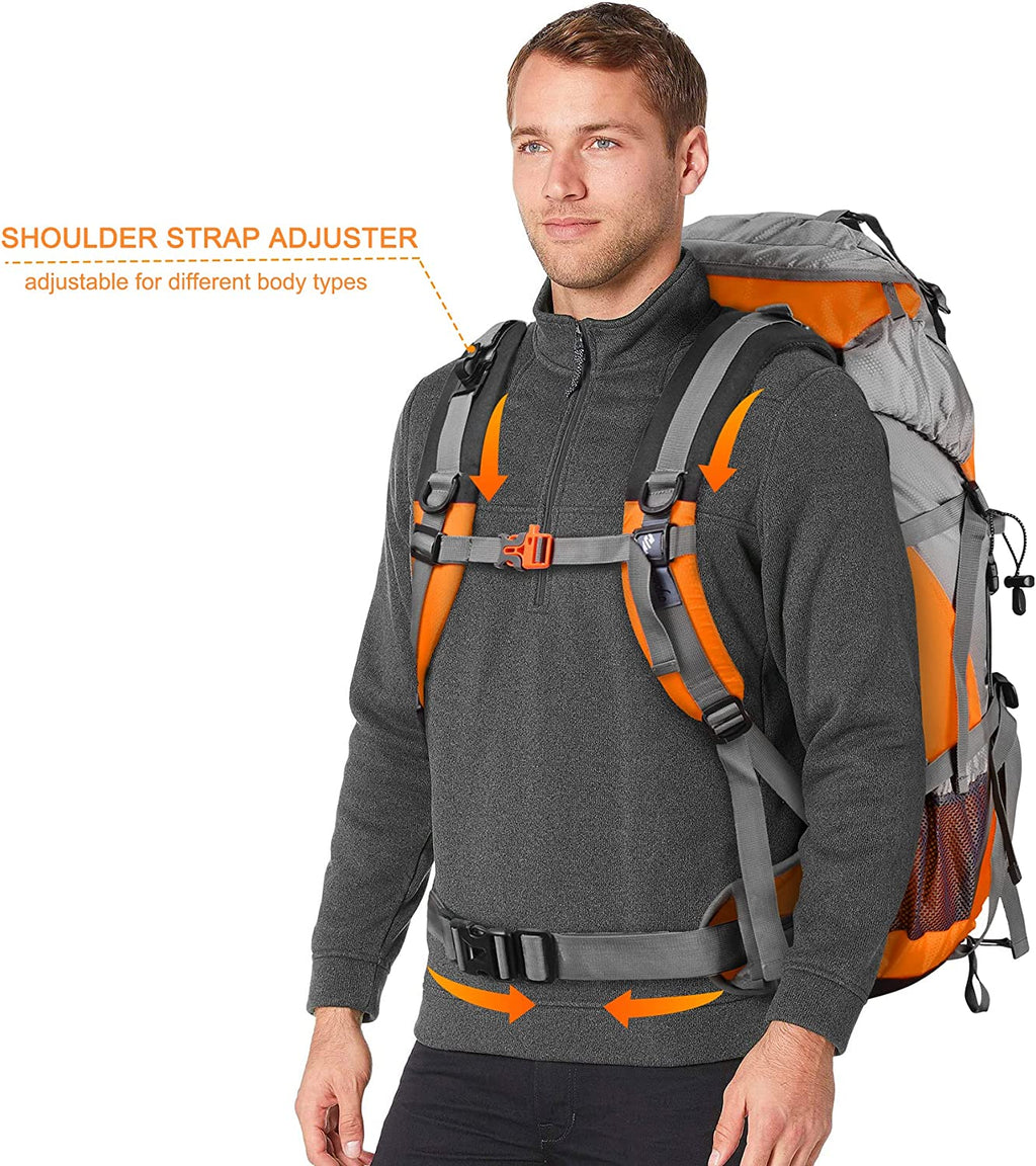 50L Waterproof Hiking Backpack with Rain Cover - Lightweight 45+5L Backpacking Essentials for Adventurers