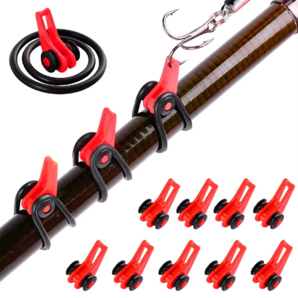 10-Pack Silicone Fishing Rod Hook Keepers - Keep Your Bait and Lures Secure for Effortless Fishing Adventures!