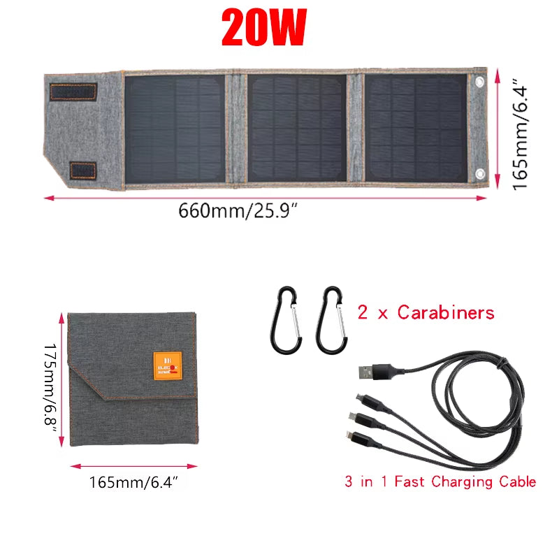 Unleash Your Adventure with High-Efficiency Portable Solar Panels - Waterproof 15W, 20W, and 30W Chargers for Phones & Power Banks!