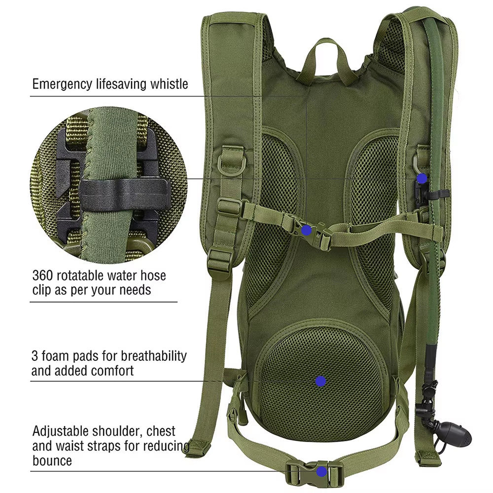 Ultimate Tactical Hydration Backpack with 2/3L Water Bag - Your Perfect Companion for Hiking, Cycling, and Climbing Adventures