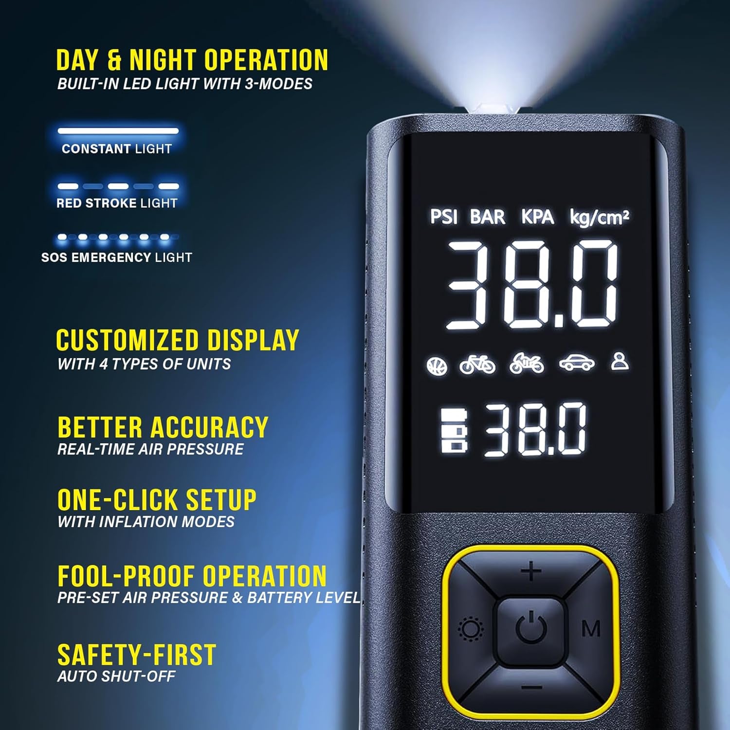 All-in-One Ultimate Tire Repair Kit with Powerful Air Compressor - Your Essential Solution for Flat Tires on Cars, Trucks, SUVs, Motorcycles, ATVs, and Trailers